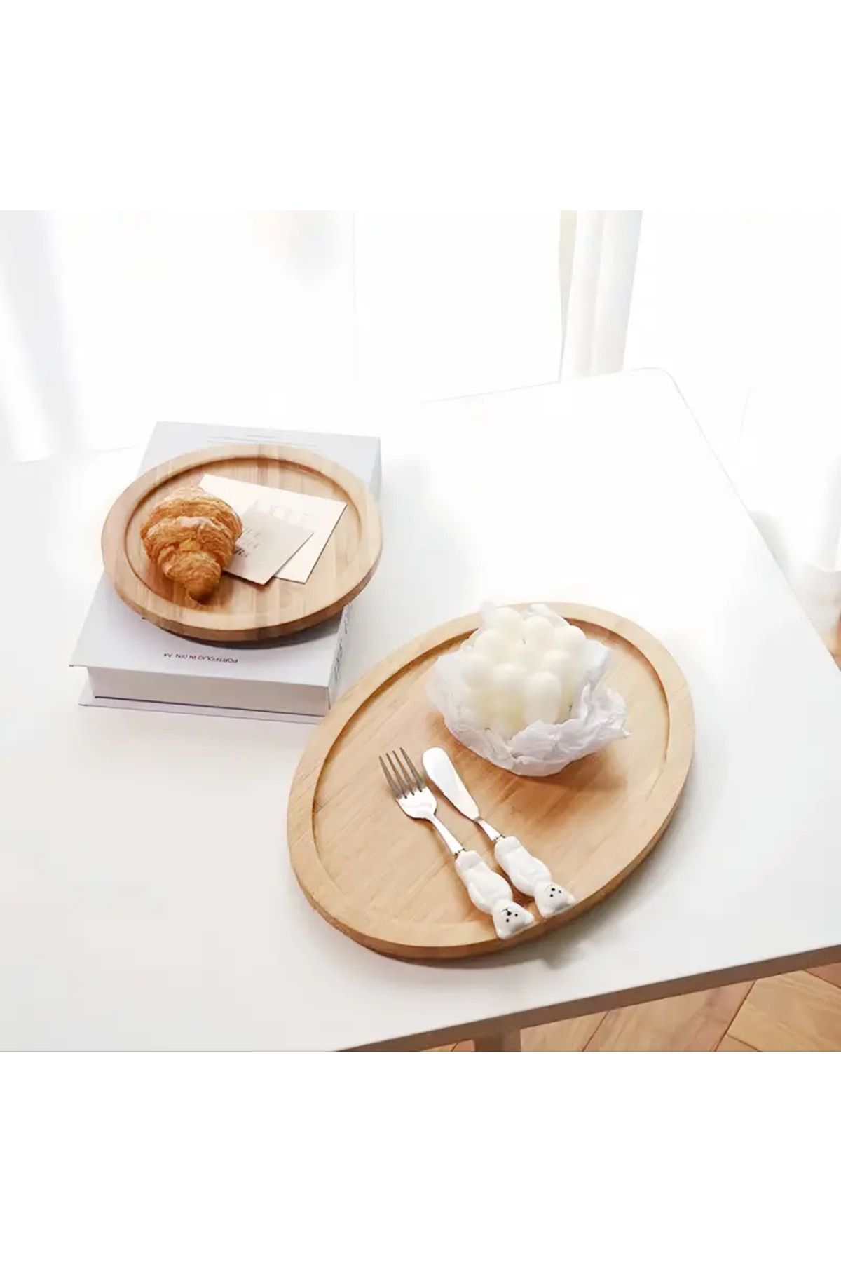 Doğal Bambu Yuvarlak Servis Tabağı 20 x 20