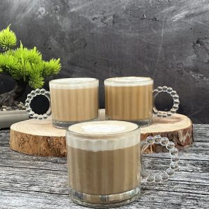 2 Lü Cam Boncuk Kulplu Bardak Kupa Çay Kahve Meşrubat Bardağı 250ml