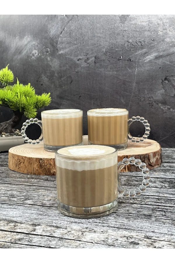 2 Lü Cam Boncuk Kulplu Bardak Kupa Çay Kahve Meşrubat Bardağı 250ml